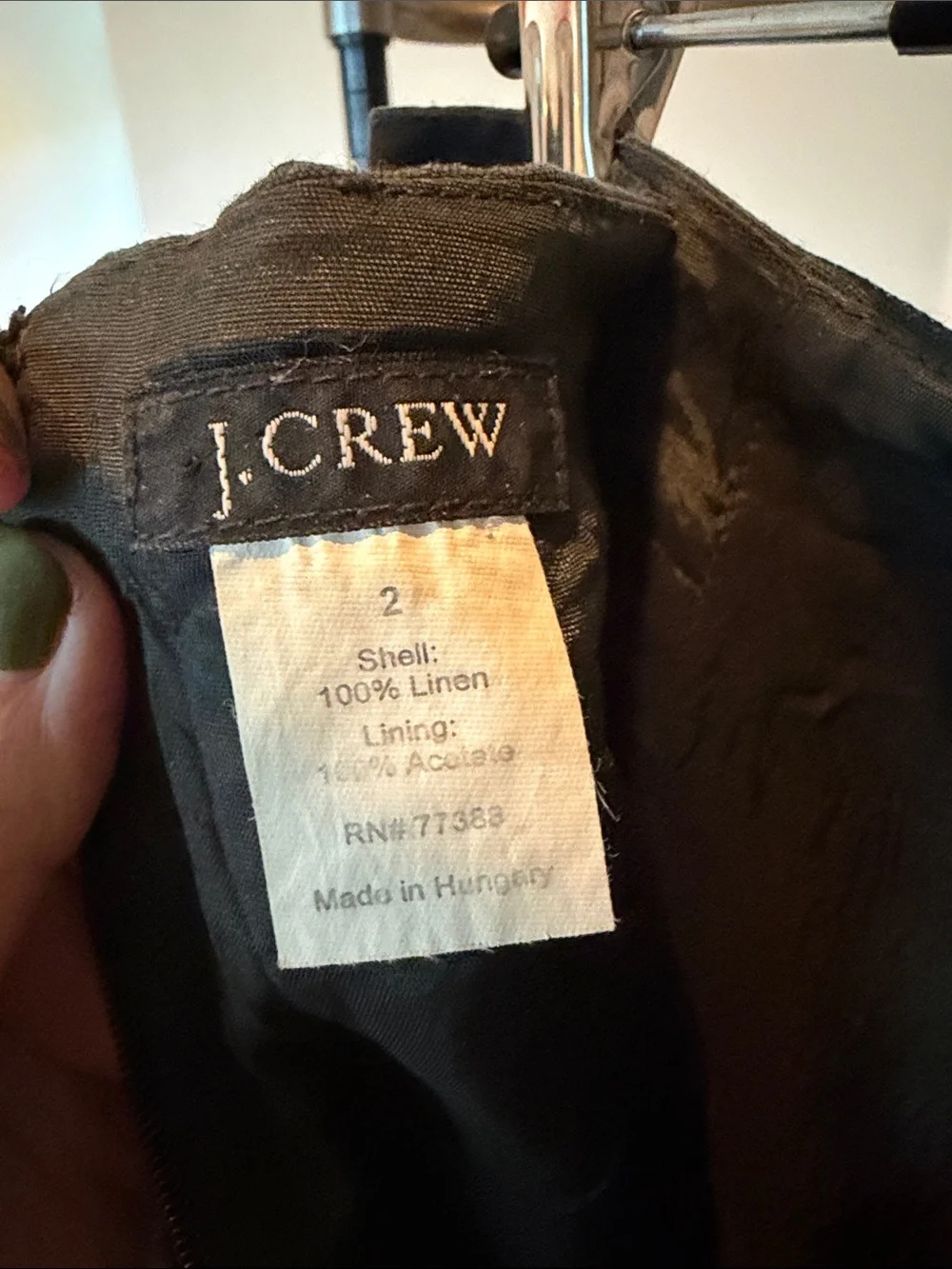 J. Crew Black A-Line Linen-Blend Skirt